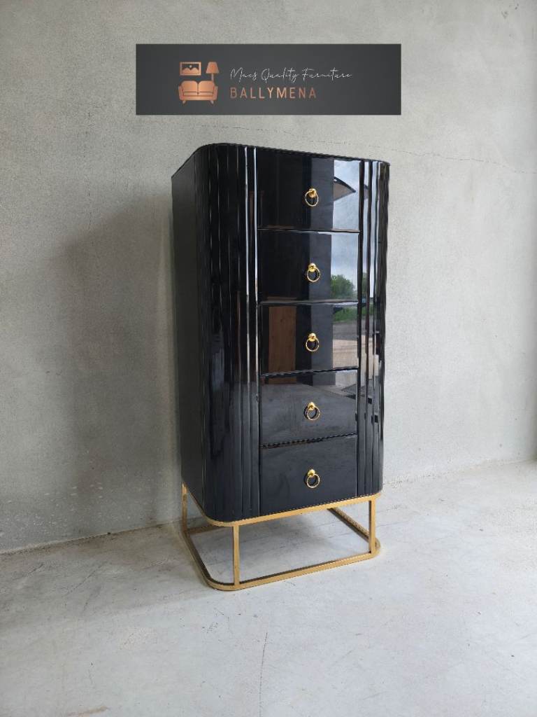 Black & Gold Mirrored Drawers 