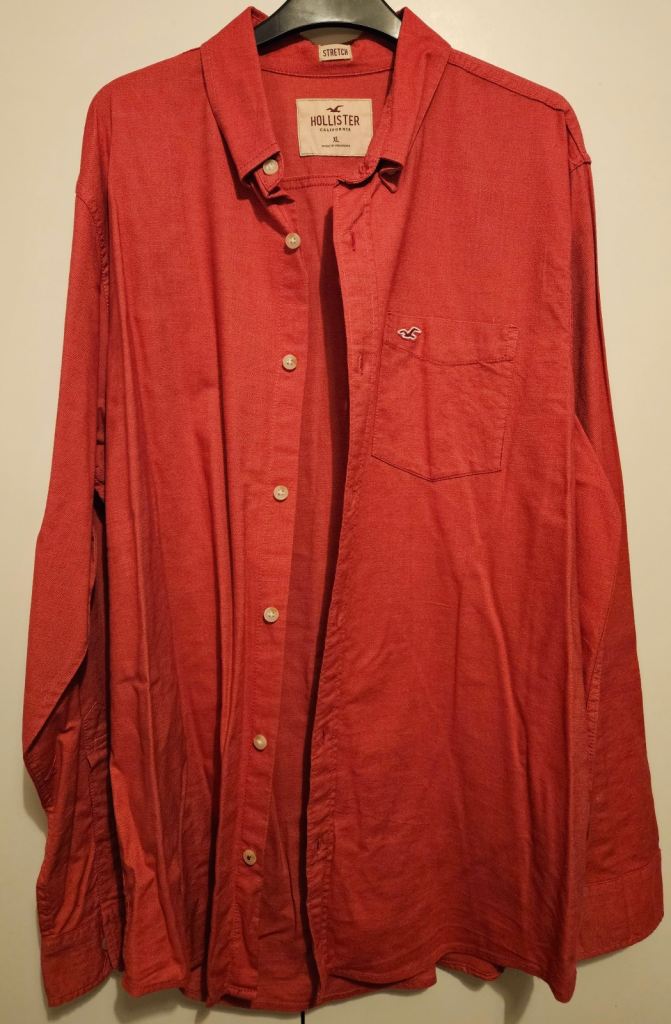 Hollister Pink Long-Sleeve Stretch Button-Up Shirt
