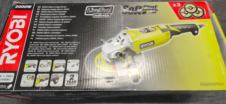 RYOBI 2000W Angle Grinder + Discs
