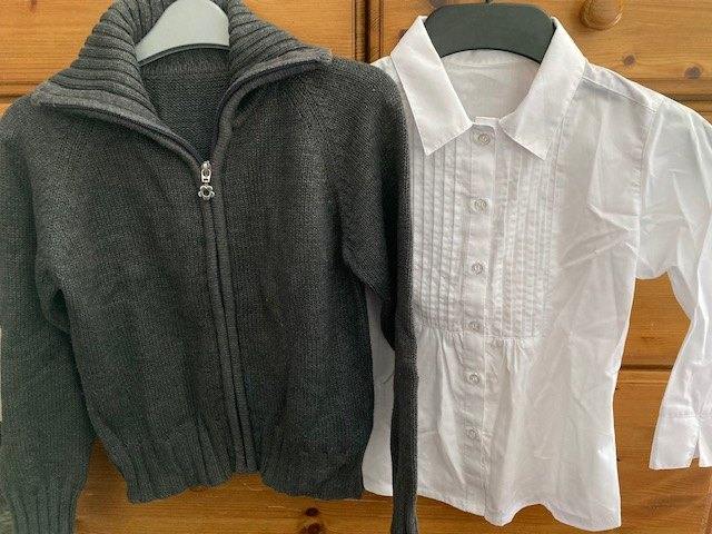 Girl's school cardigan & blouse bundle - Age 9 years
