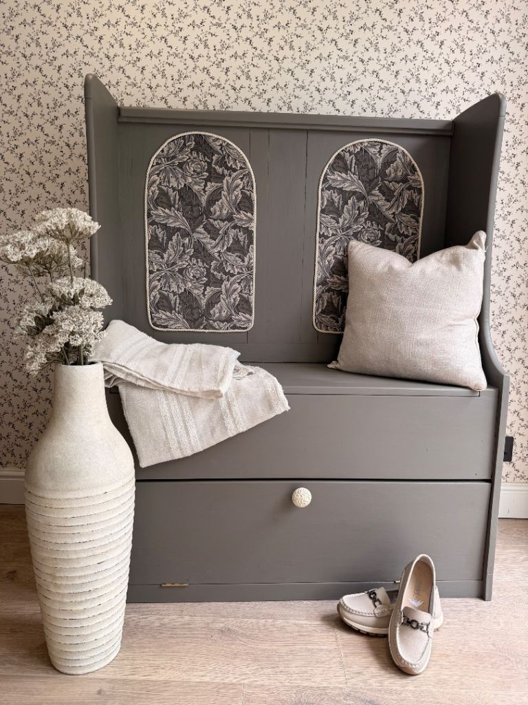 Charming Wooden Storage Bench with William Morris Detail
