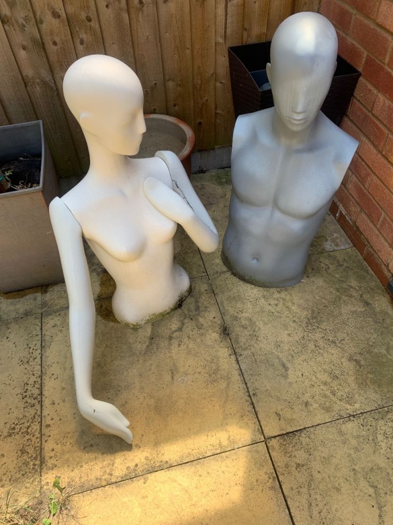 Pair of Mannequin Busts – White Female & Grey Male