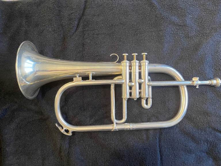 Vintage Boosey Hawkes Class A Imperial Silver plated flugel horn, 