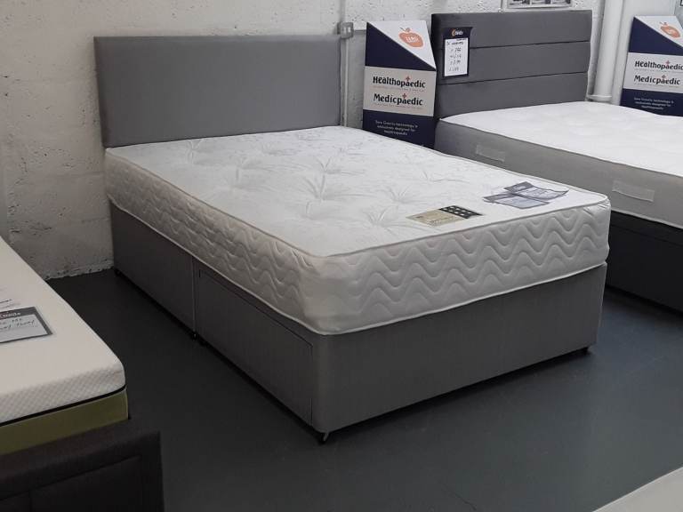 TODAY DELIVERY 4ft6 Double Fabric Divan Bed Base With Mattress ~ Brand New CASH ON DELIVERY ~~~