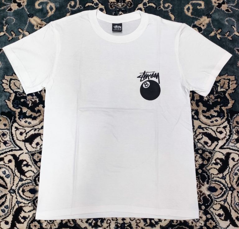 Stussy 8 Ball T-Shirt - White, Size Small Brand New