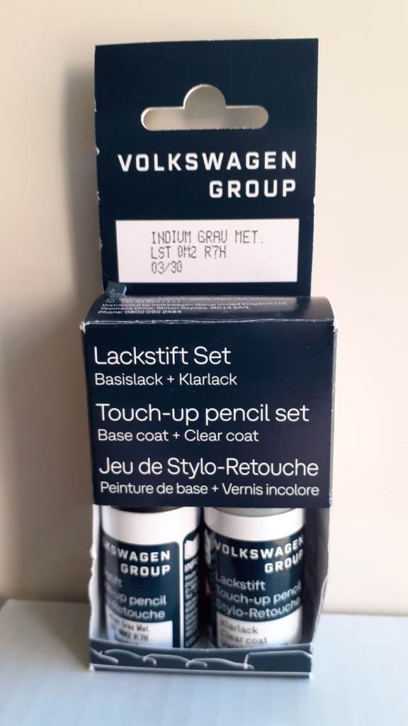 Genuine VW Indium Grey Metallic paint touch up set.