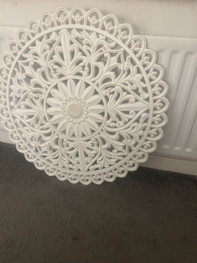White wooden wall art 