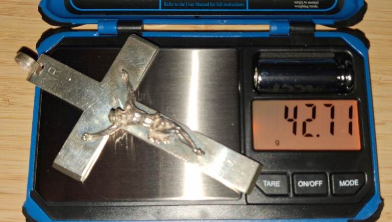 Large Vintage Italian Solid Sterling Silver Art Deco Crucifix Pendant (42.7g)