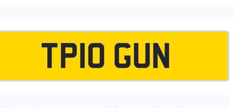Cherished number plate TP10GUN