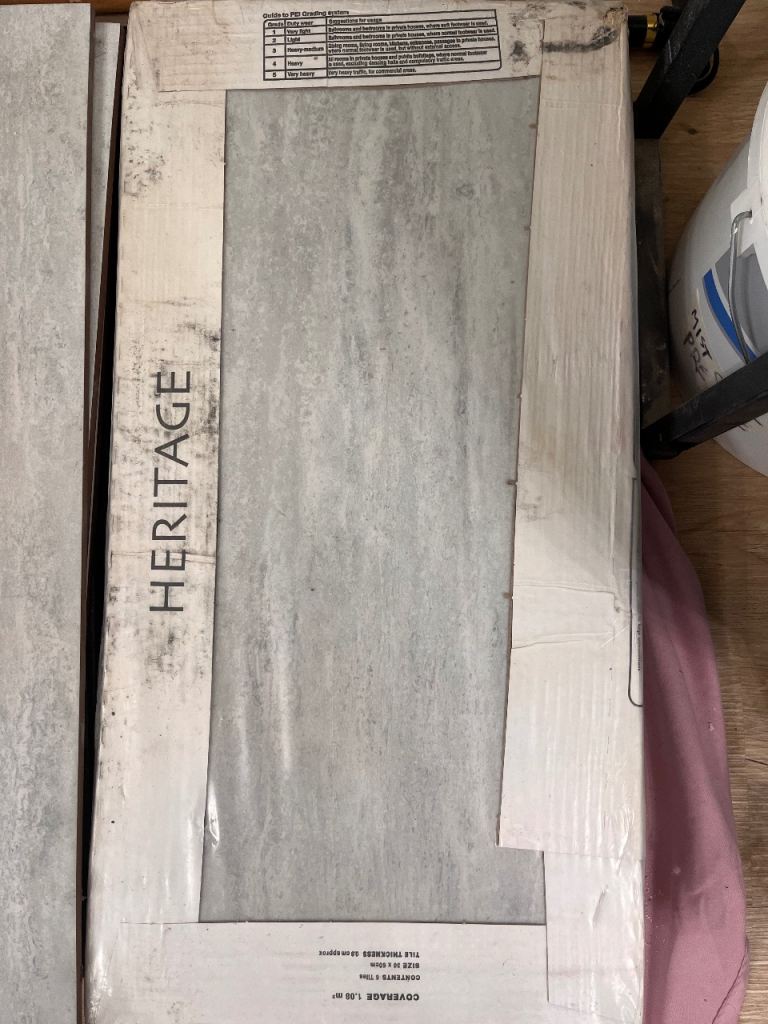 14x Heavy Duty Grey Stone Effect Ceramic Floor Tiles – 30x60cm – 2.52m² Coverage – Brand New