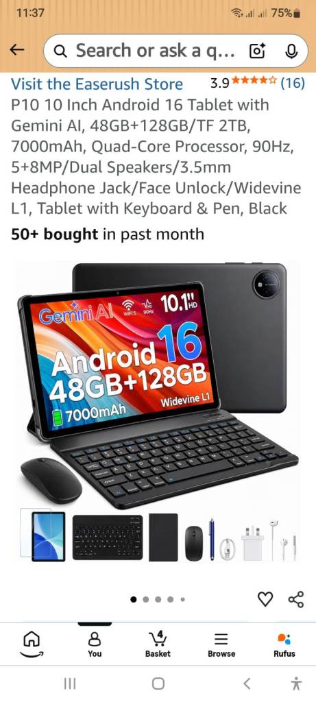 Like New 10.1 Inch Android Tablet 128GB with Keyboard & Pen