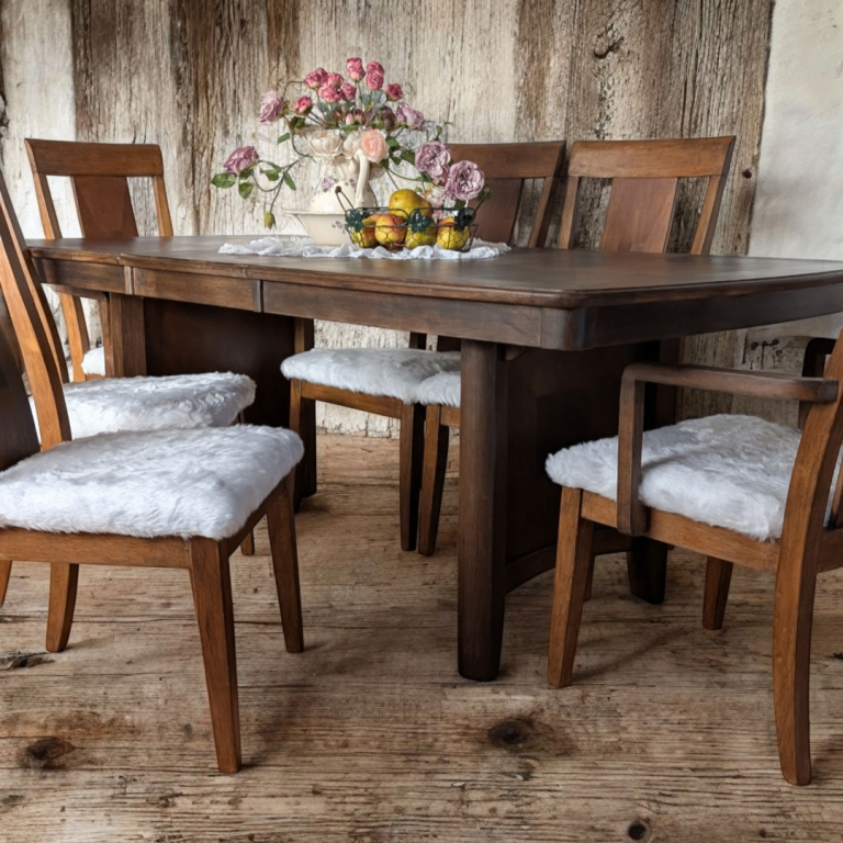 Large Art Deco Extended Table & 6 Chairs, Restored and Upholstered