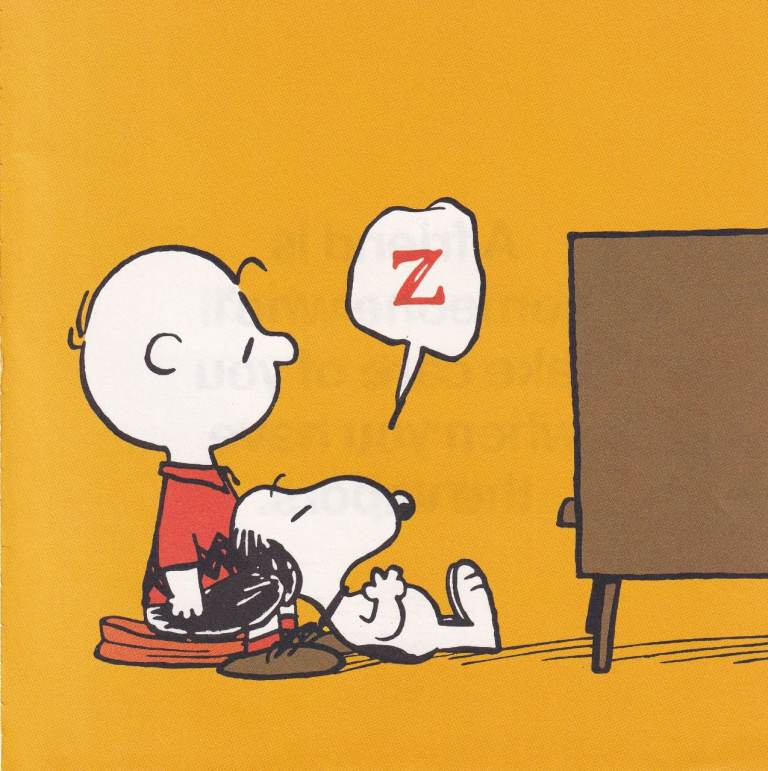 178. A Rare Original Print of SNOOPY ASLEEP IN FRONT OF THE TV WITH CHARLIE BROWN / PEANUTS