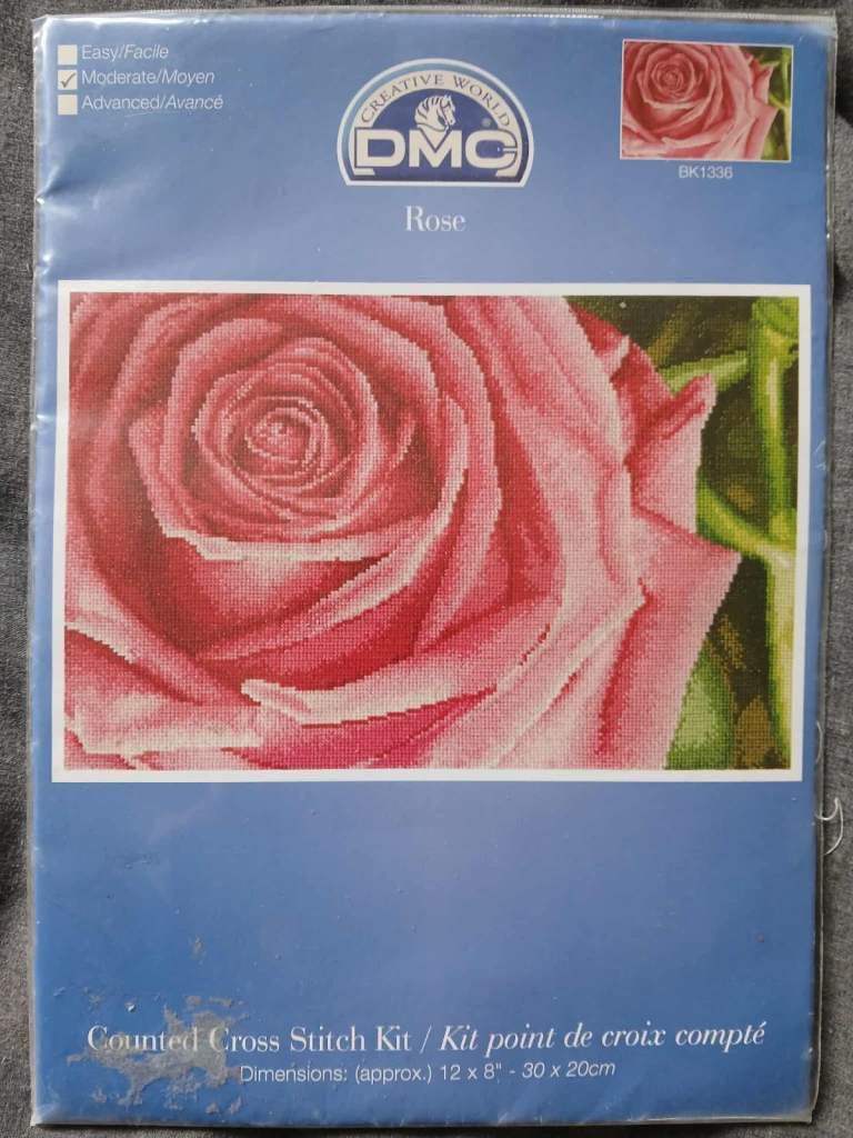 DMC ‘rose’ counted cross stitch kit