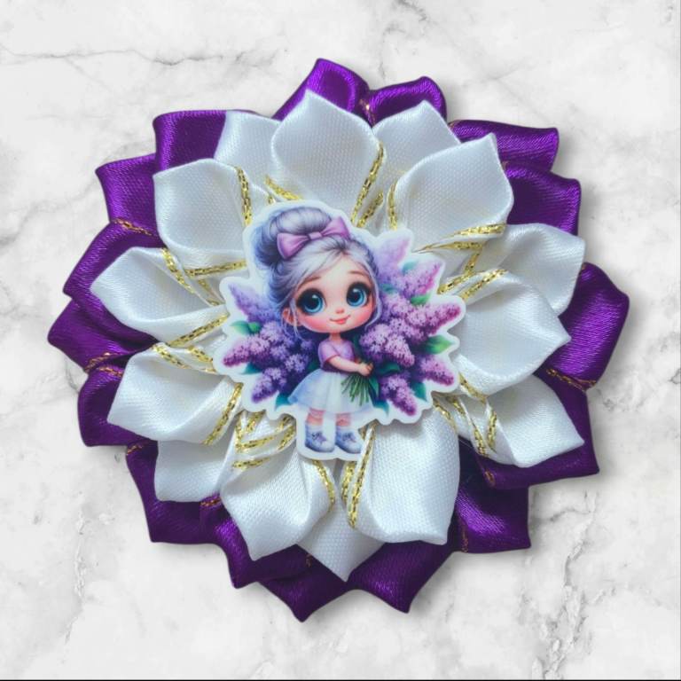 Hairbows " Girl with  purple lilacs"( 1 hairbows)