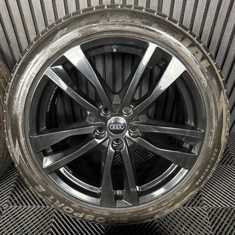 19" GENUINE AUDI A6 C8 S LINE BLACK 5 DOUBLE SPOKE ALLOY WHEELS TYRES