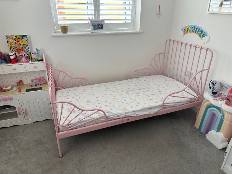 IKEA Minnen Extendable Bed Frame - Pink
