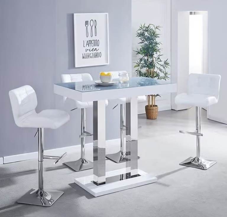 Brand new bar table console high gloss white and chrome