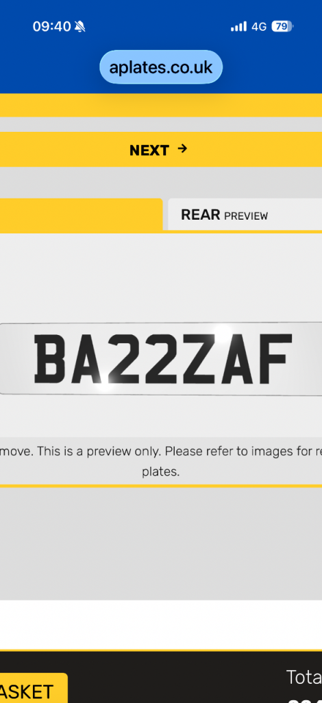 BA22ZAF CHERISHED PLATE SWAP FOR CAR 