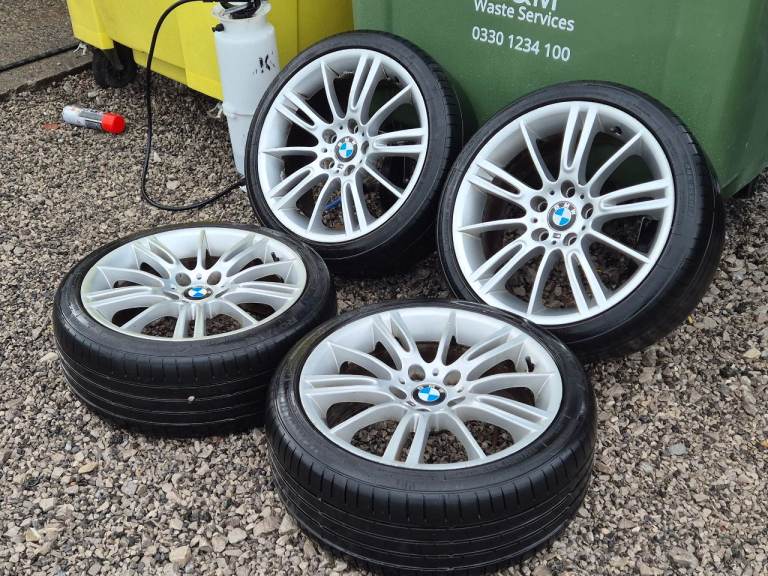 🌟Genuine BMW MV3 Staggered 18 inch alloy wheels 5x120 with MATCHING TYRES 6M++