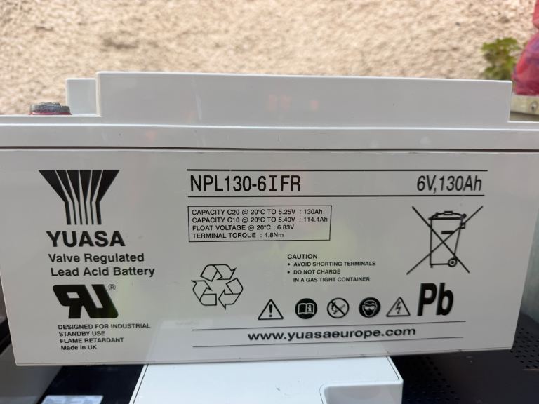 YUASA NPL130-6IFR Valve Regulated Lead Acid Battery 6V, 130Ah