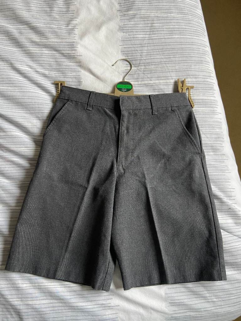 grey school shorts