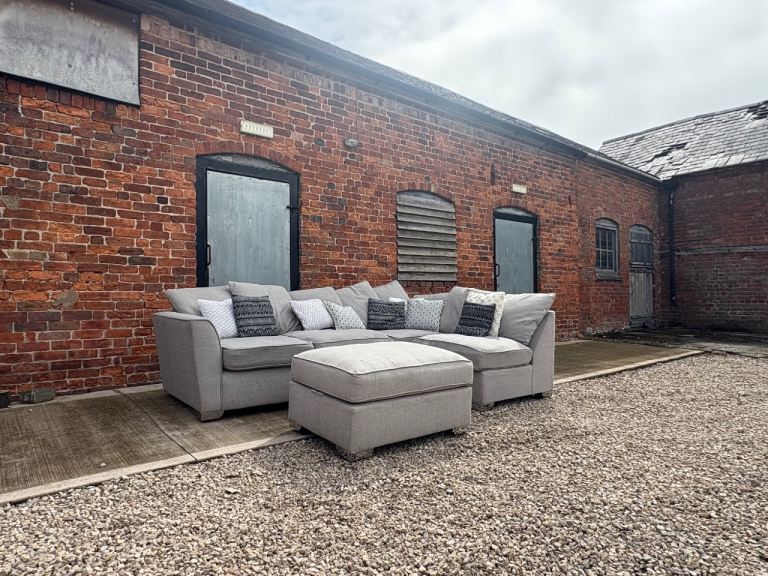 Grey Corner Sofa with footstool - Delivery Available 