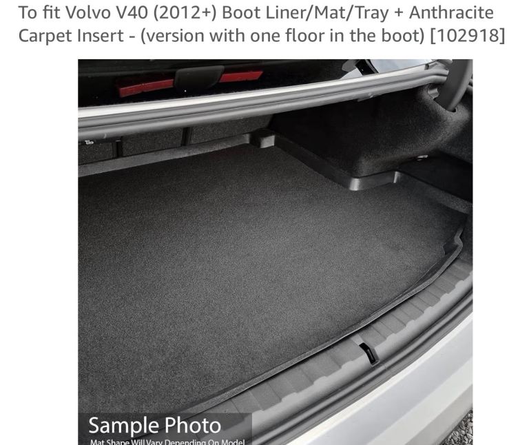   VOLVO V40 rubber boot mat with carpet insert New