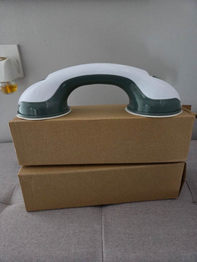 White and Grey Suction Grab Bar Handle - As Good As New