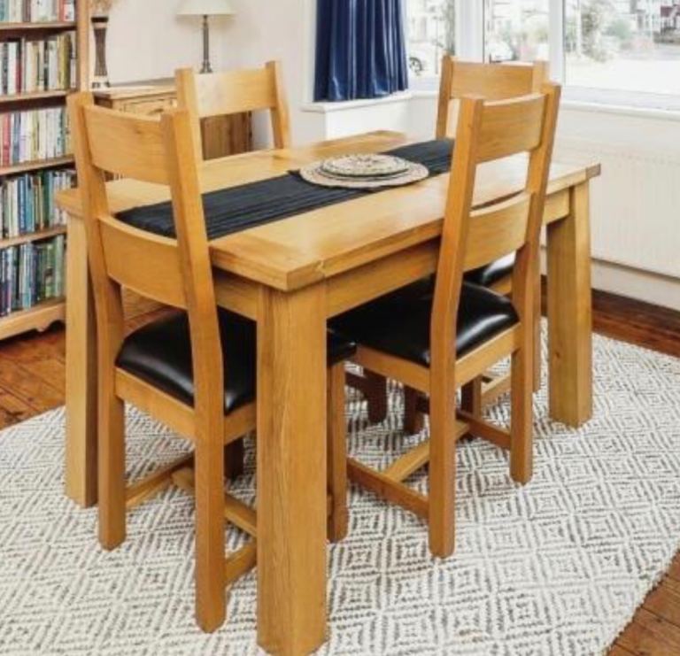 Wooden dining table and chairs 