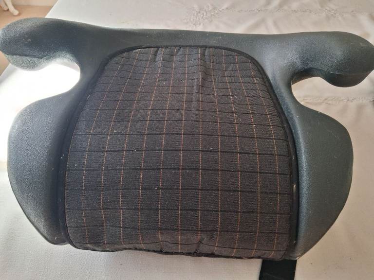 Child Car Booster Seat - Black Fabric, Good Condition