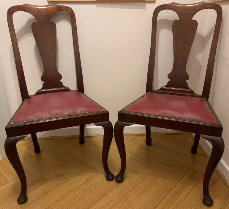 Antique Queen Anne (?) Dining / Hall Chairs x 2