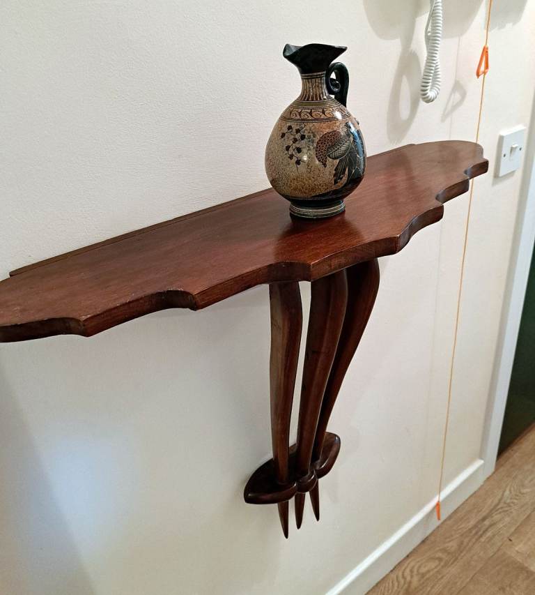 image for Handmade Wooden Wall Shelf with Decorative Vase