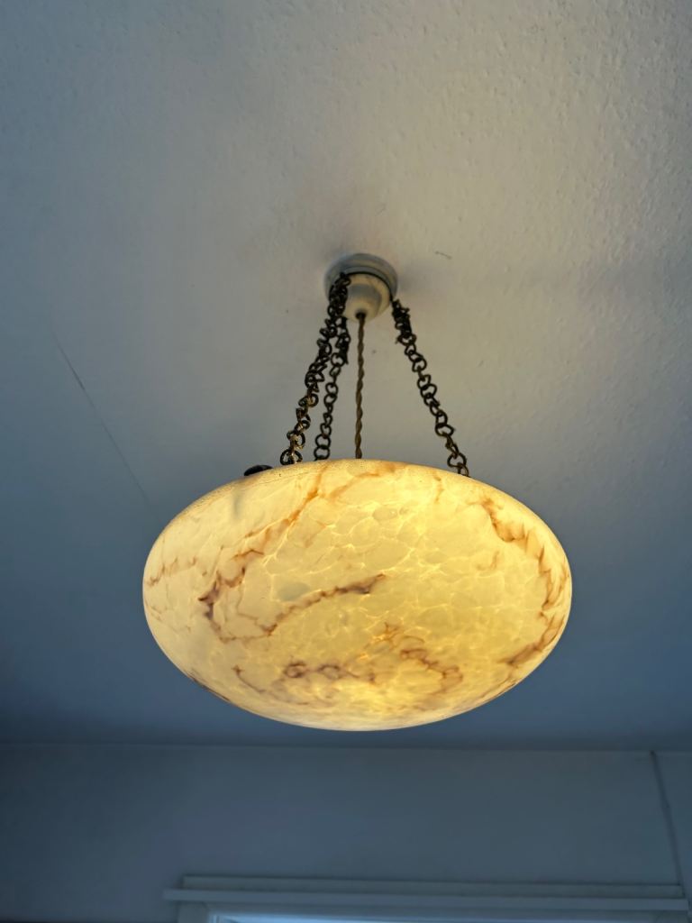 Antique Art Deco plafonnier marbled glass ceiling pendant light
Vintage