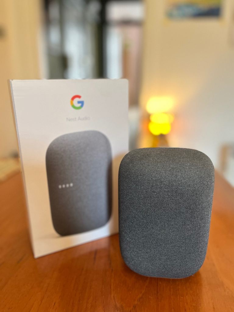 Two Google Nest Audio Smart Speakers in Charcoal – Good Condition