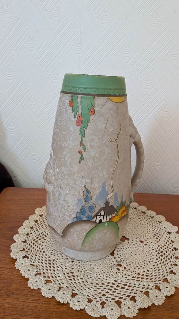 Vintage Hand-Painted Ceramic Jug Vase - Decorative