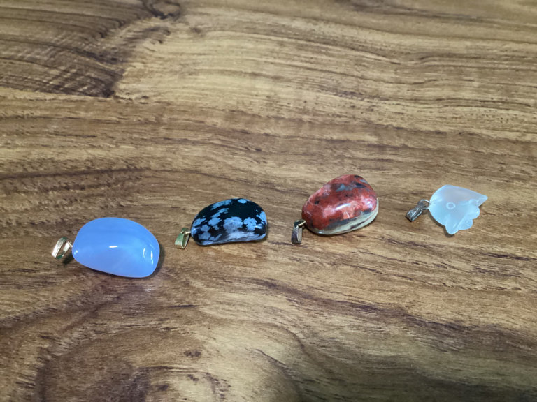 4 CRYSTALS  MIXED LOT. CAN BE WORN ON CHAIN or THONG