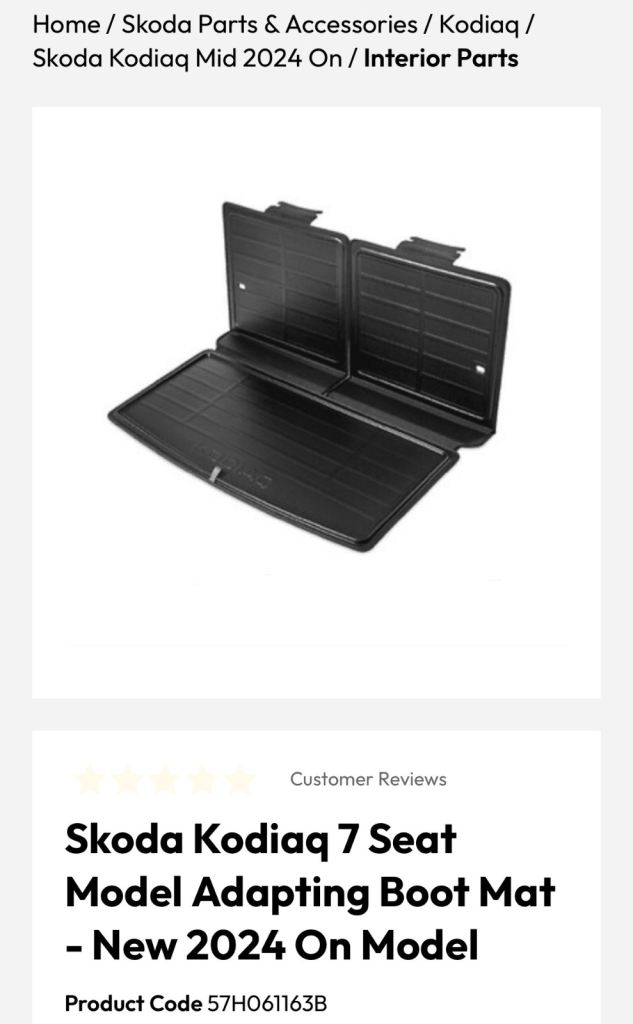 Skoda Kodiaq 7 Seat Model Adapting Boot Mat 