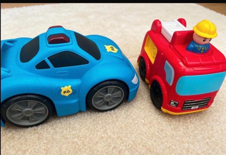 Fun Police Car & Fire Engine Baby Toy Set – Good Condition