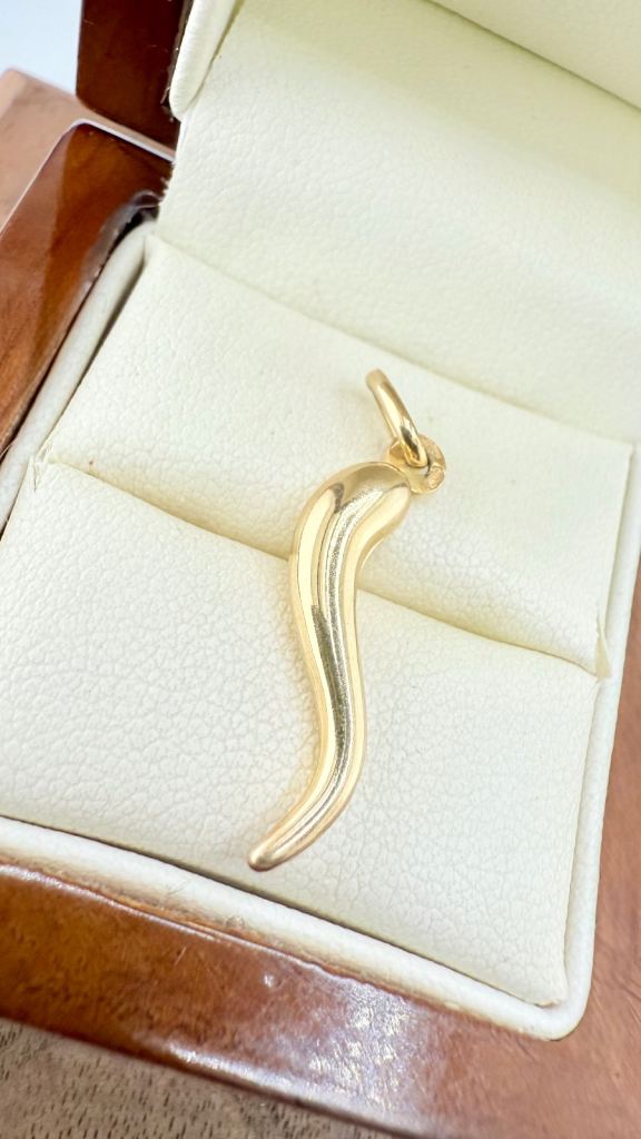 Fine 9ct Gold Italian Horn (Cornicello) Pendant – Hallmarked 