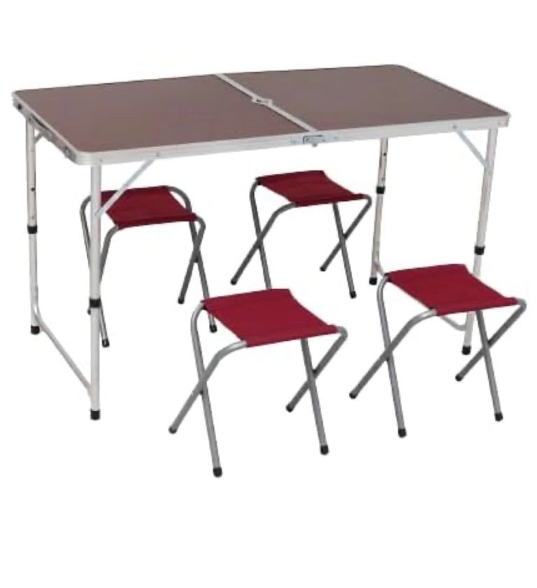 Folding picnic table and set of chairs