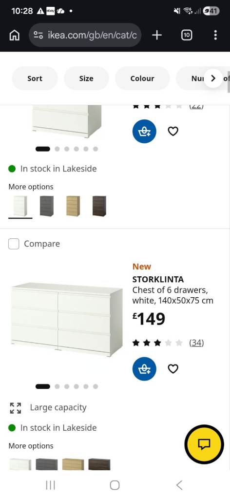 IKEA STORKLINTA White Chest of 6 Drawers – New