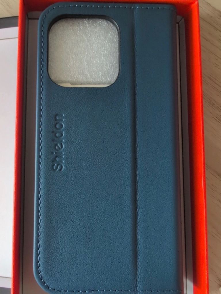 Shieldon Case For iPhone 14 Pro Max - Blue Genuine Leather - RFID Card Holder