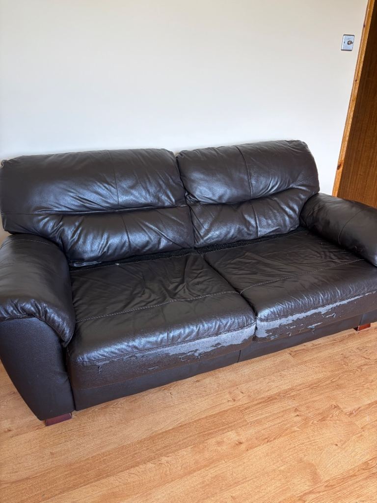 Brown Leather Sofa Bed - Free