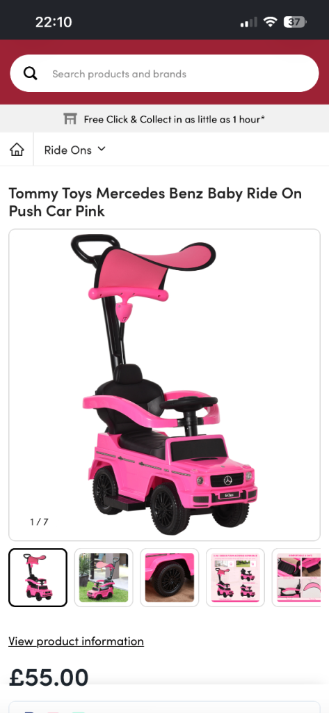 Pink ride on mercedes car