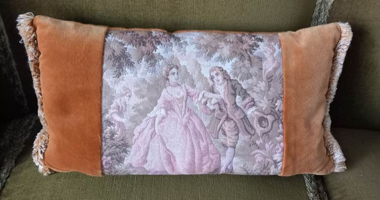 Decorative Velvet Cushion with Tapestry Design