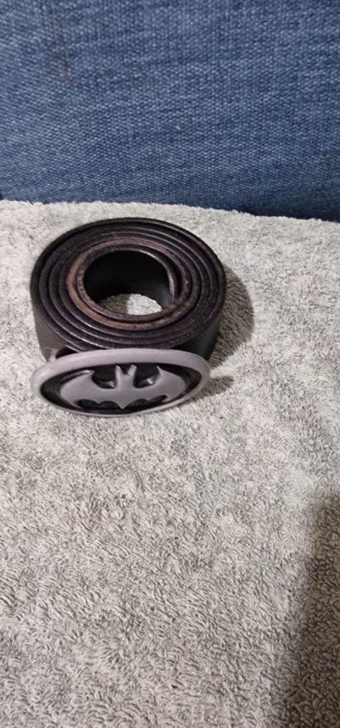 Batman Belt Buckle With Black Leather Belt