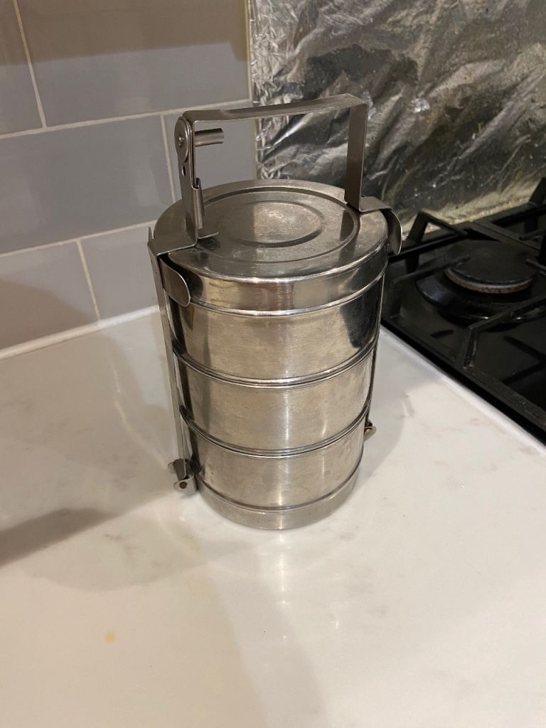 Stainless Steel 4-Tier Tiffin Dabba Lunch Box 14cm Stack Camping Food Container