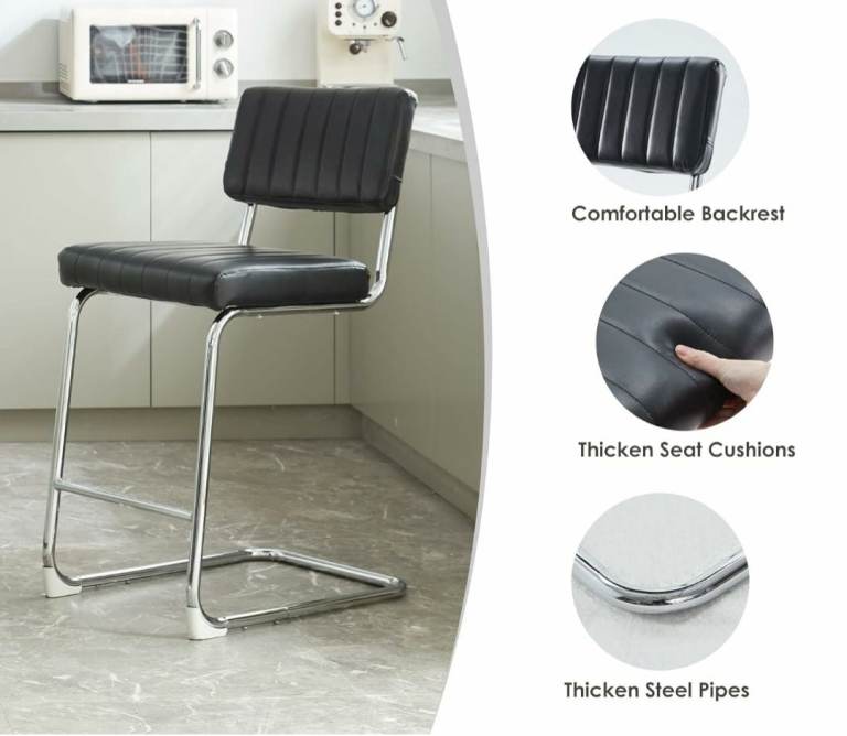 Bar Stools Brand New Boxed Black and Chrome 