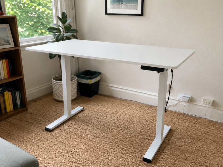 White Electric Standing Desk 120 x 60 cm, Height Adjustable, Windsor